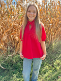 Ruby Red Ruffle Blouse