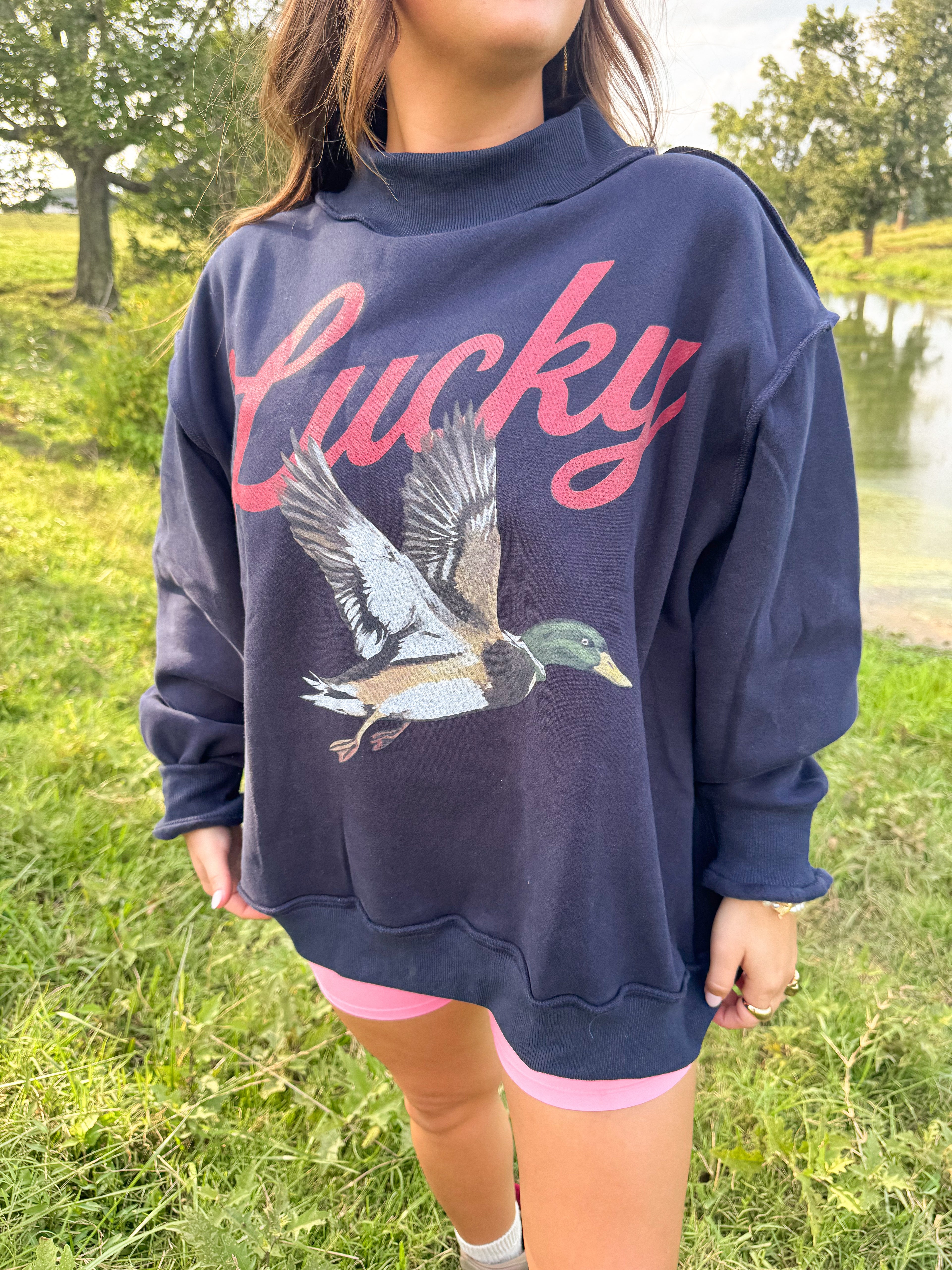 Navy Reversible Lucky Mockneck