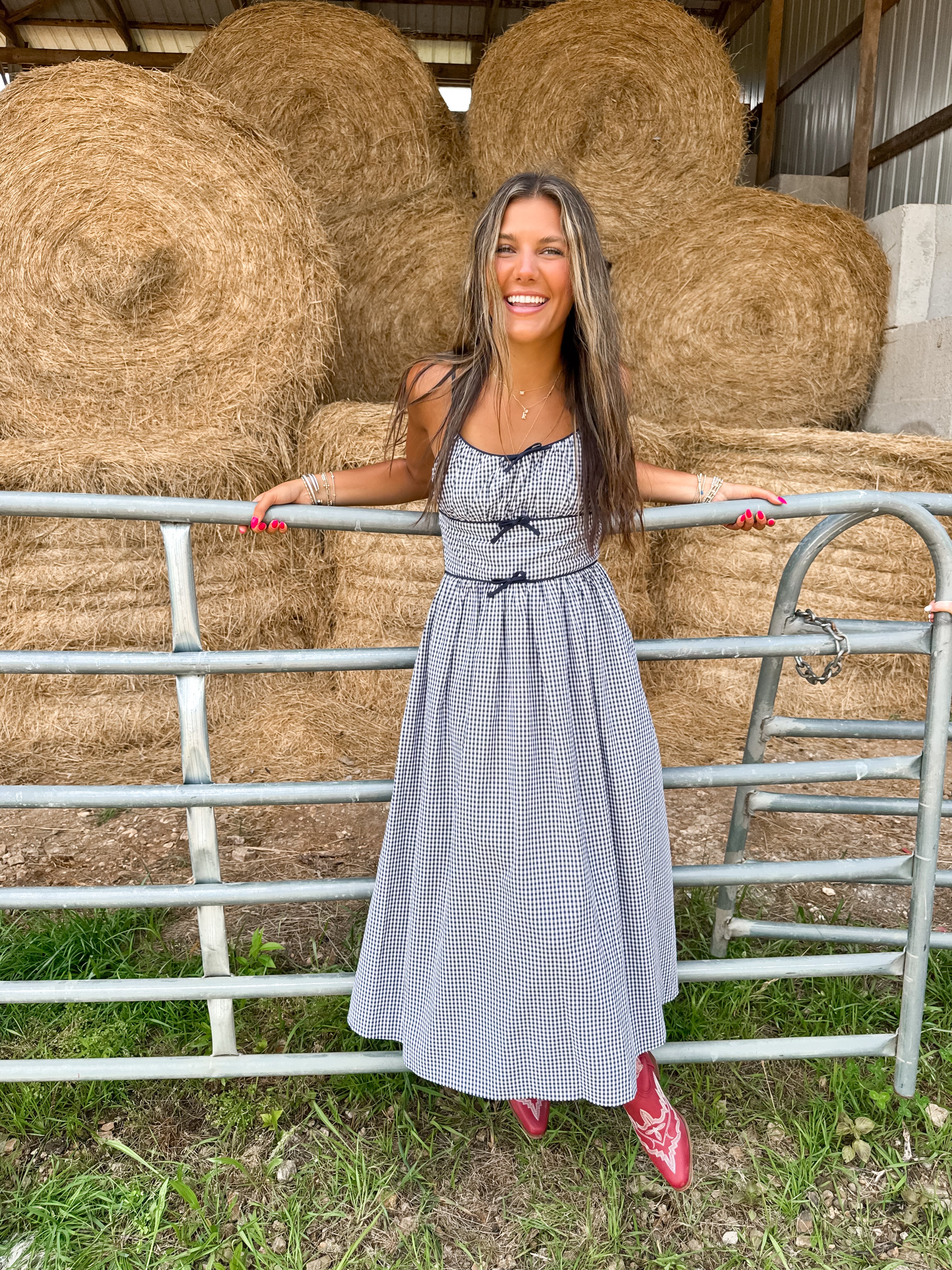 Country Charm Gingham Maxi Dress