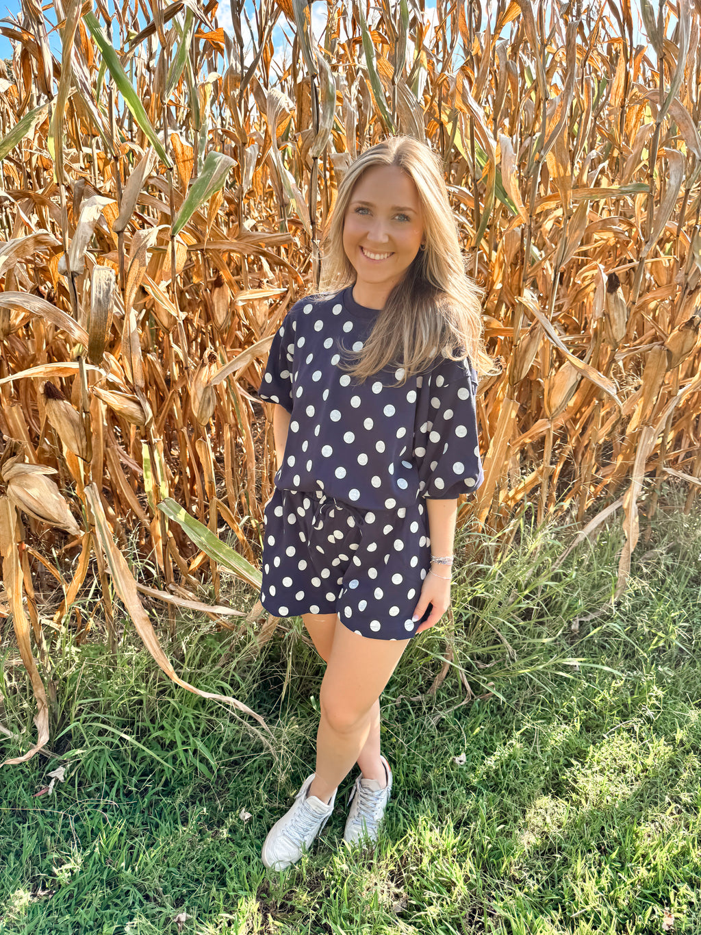 Navy Polka Dot Set