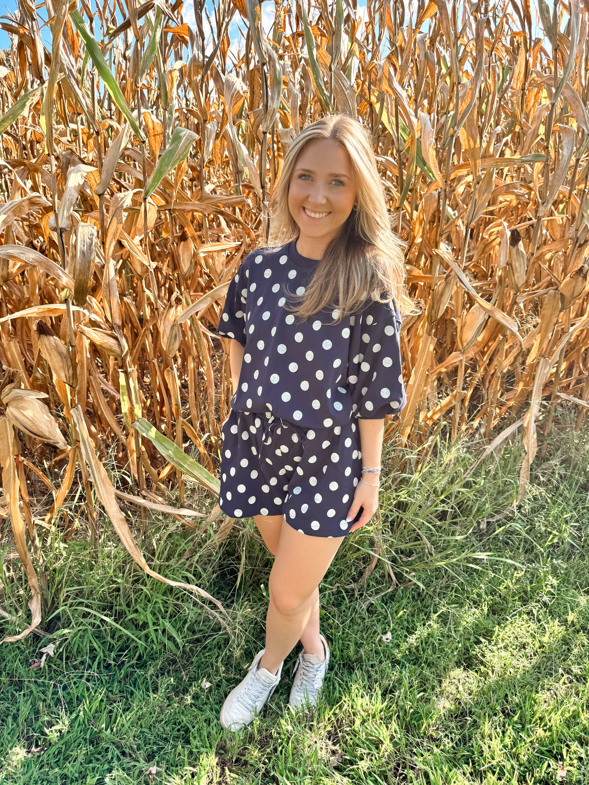 Navy Polka Dot Set