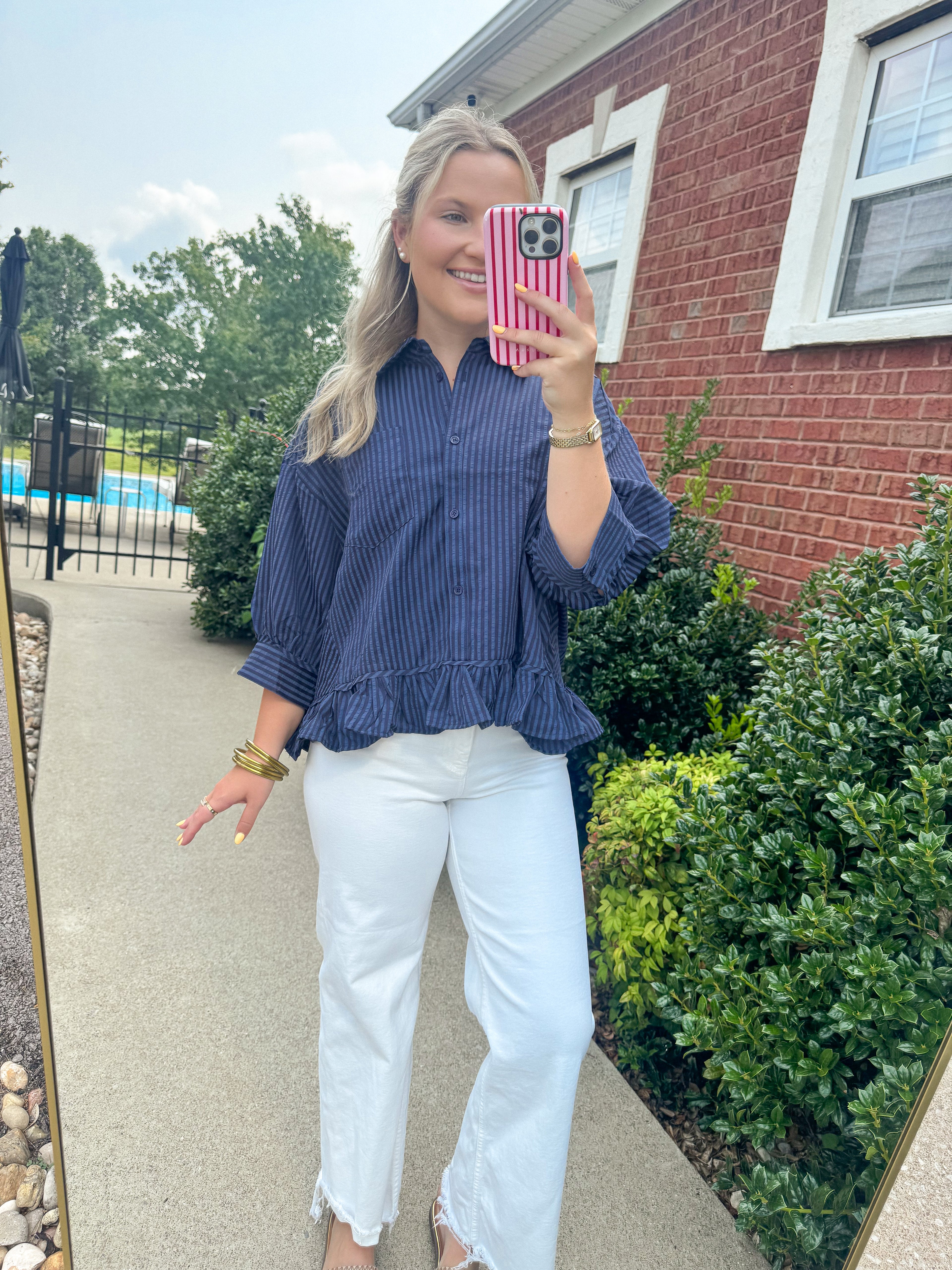 Midnight Charm Ruffle Blouse
