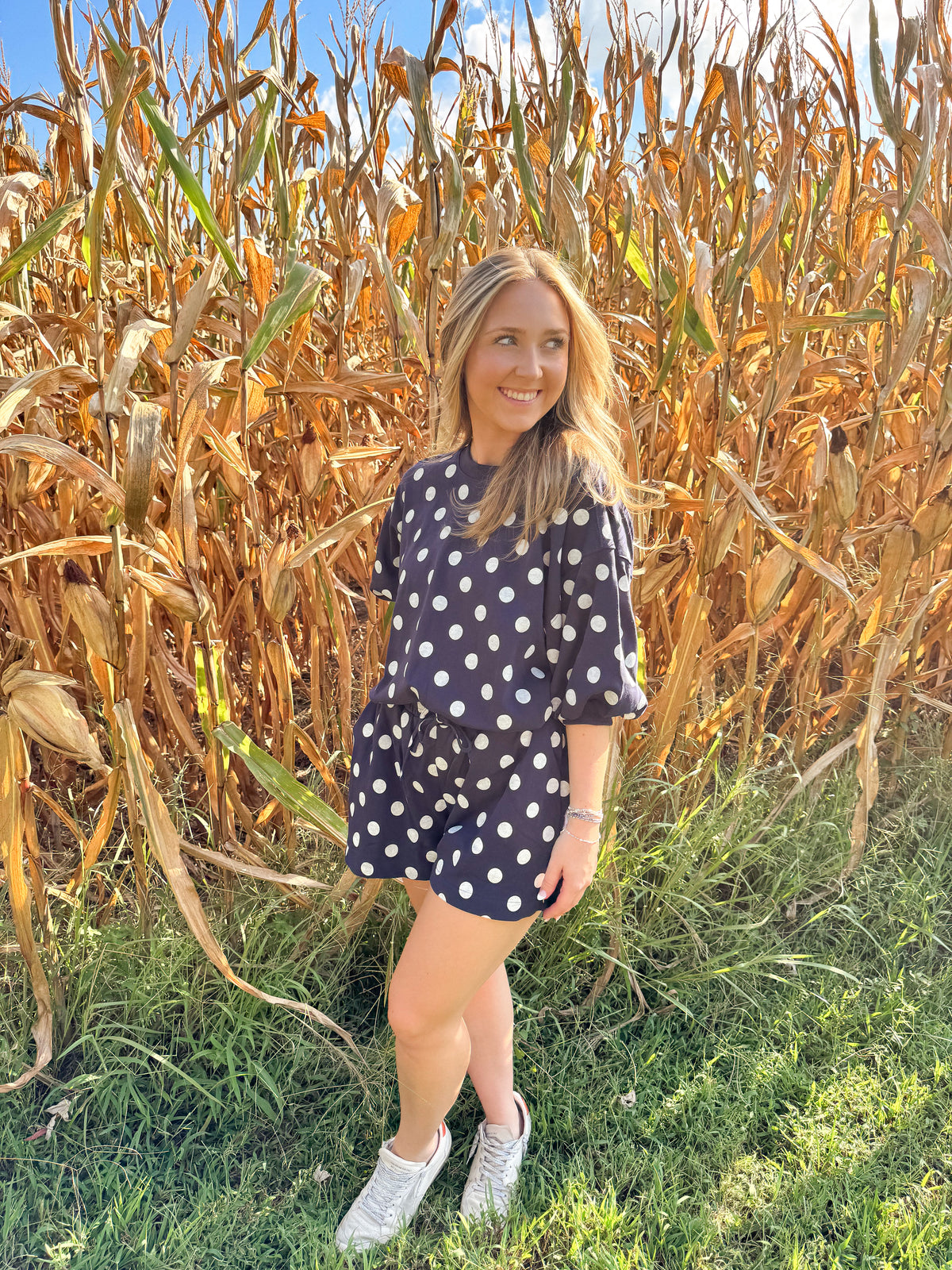 Navy Polka Dot Set