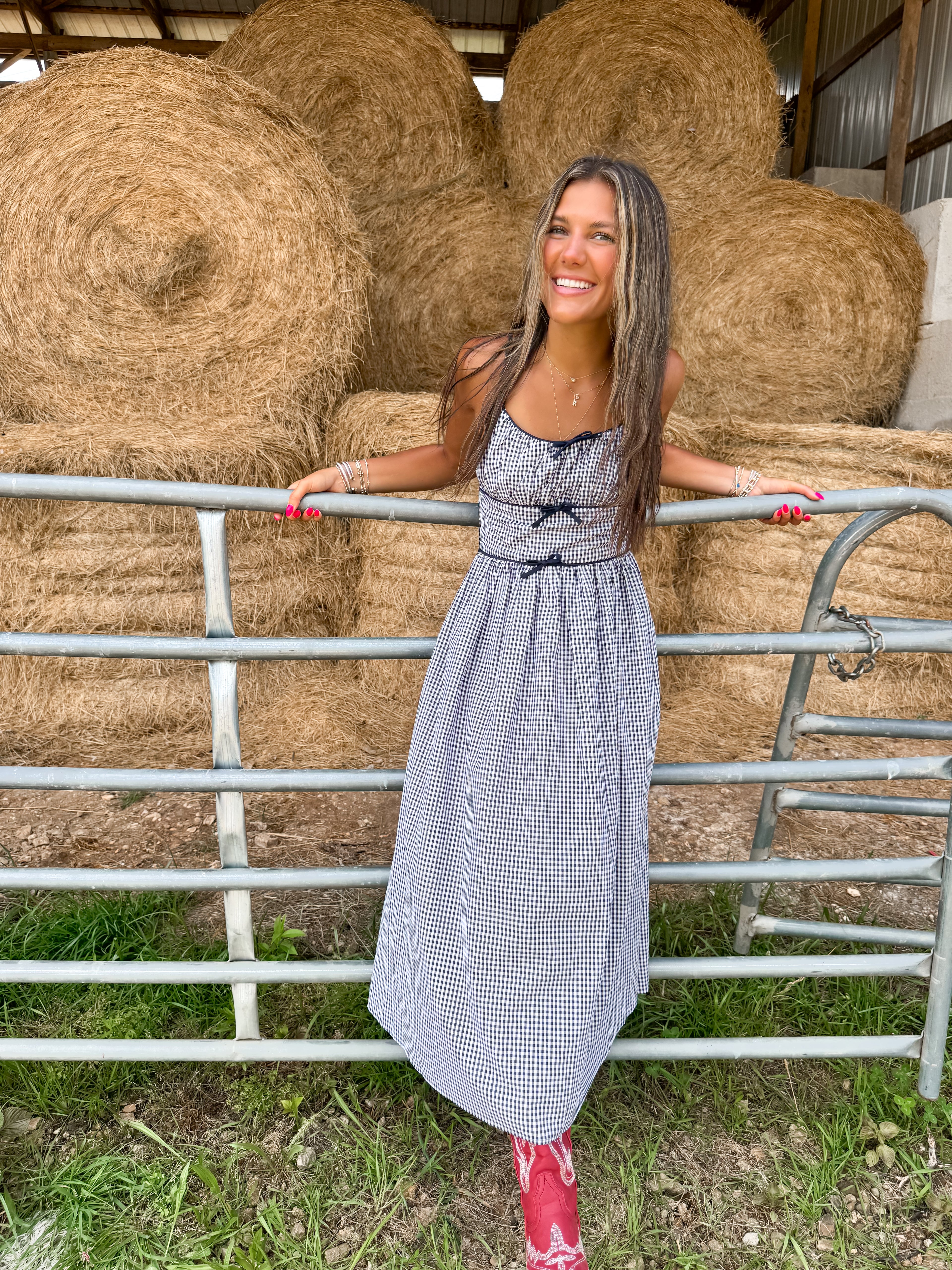 Country Charm Gingham Maxi Dress