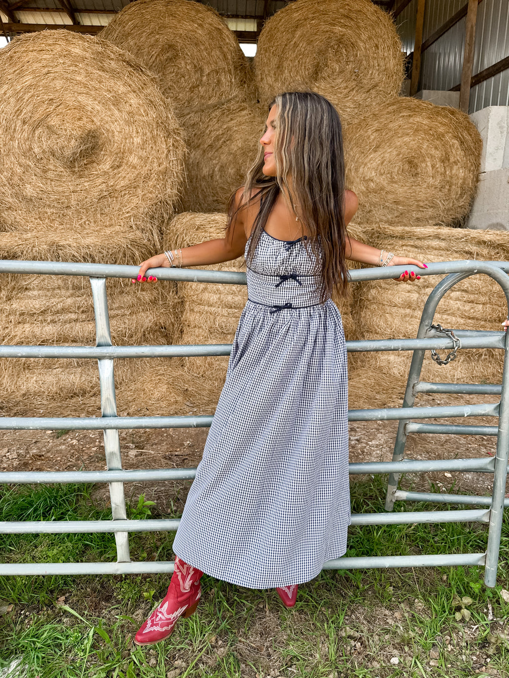 Country Charm Gingham Maxi Dress