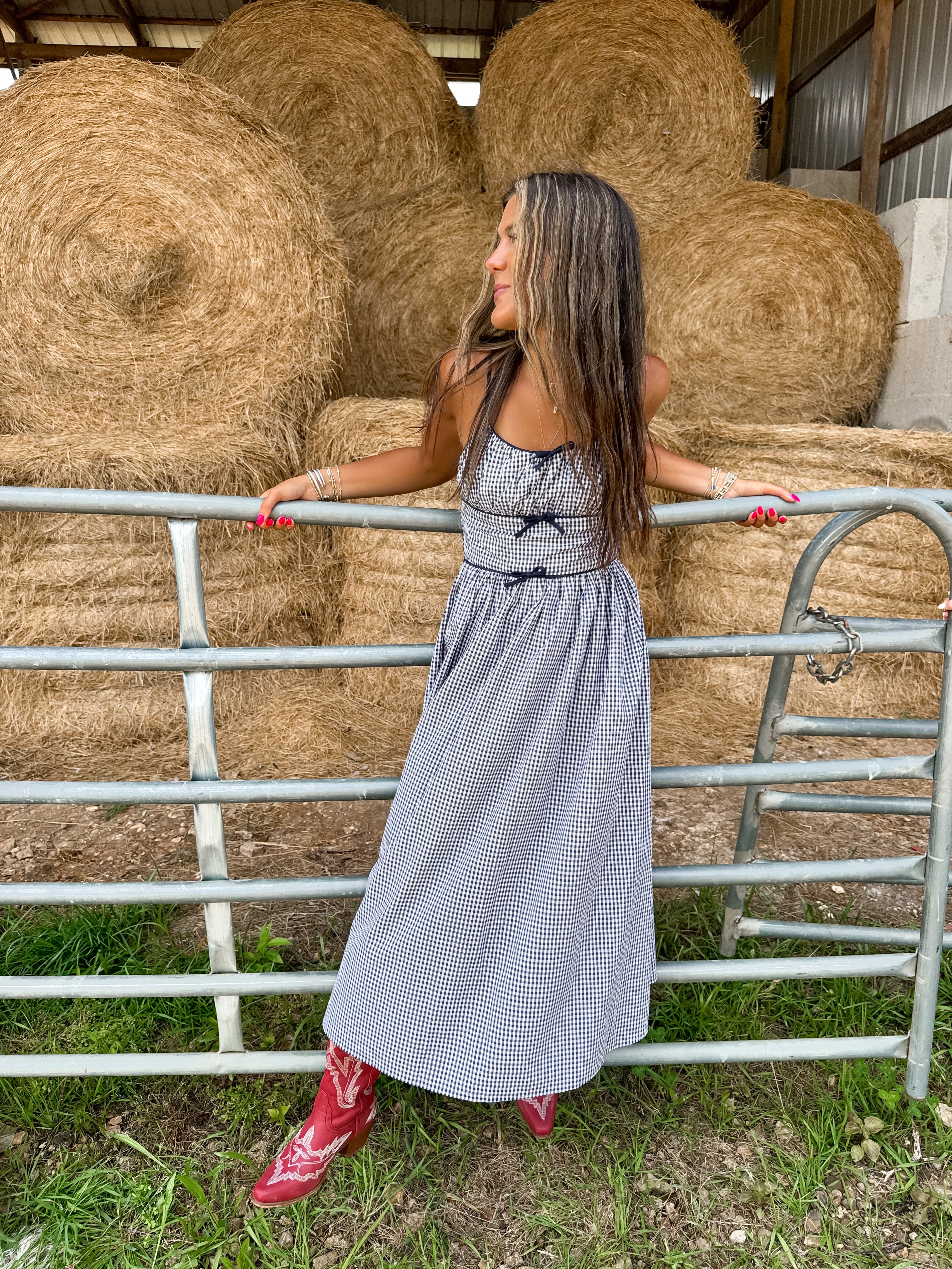 Country Charm Gingham Maxi Dress
